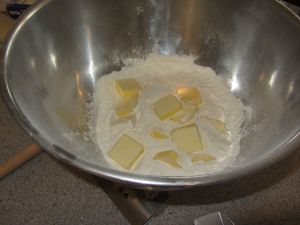 Cold cubed butter added to Buttermilk Scone Mix